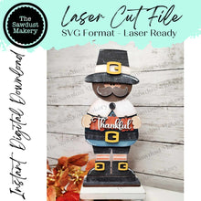 Load image into Gallery viewer, Standing Pilgrim Boy SVG File | Laser Cut File | Thanksgiving Pilgrim SVG File | Pilgrim Shelf Sitter | Fall | Thanksgiving | Pumpkin