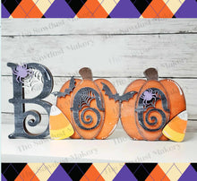 Load image into Gallery viewer, Chunky Boo Halloween Shelf Sitter SVG File | Halloween SVG File | Laser Cut File | Glowforge | Bats | Halloween SVG | Boo Svg | Halloween