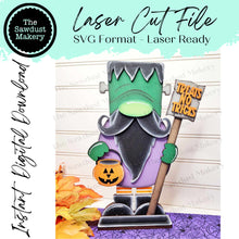 Load image into Gallery viewer, Frankenstein Gnome SVG File | Laser Cut File | Glowforge | Standing Gnome SVG File | SVG | Gnome Shelf Sitter | Boo | Halloween Gnome