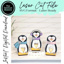 Load image into Gallery viewer, Penguin Candle Votive Shelf Sitter SVG File | Laser Cut File | Christmas SVG | Snowman svg | Votive Candles | Winter SVG