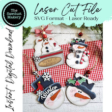 Load image into Gallery viewer, Snowman Ornament Bundle Christmas Ornament SVG File | Laser Cut File | Christmas Ornament SVG | Snowman Ornament svg | Snowman SVG