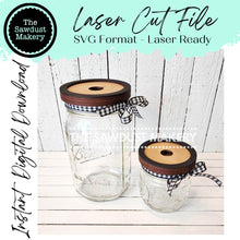 Load image into Gallery viewer, Mason Jar lid Interchangeable Frame SVG File | Laser Cut File | Interchangeable Frame | Mason Jar Lid SVG | Wide Mouth Mason Jar Lid SVG