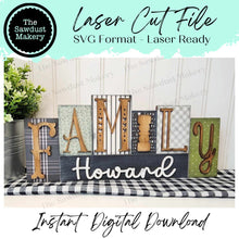 Load image into Gallery viewer, Family Word Block SVG | Home Decor Word Block SVG | SVG File | Laser Cut File | Glowforge | Mantle Decor svg | Family svg | Personalized