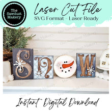 Load image into Gallery viewer, Snow Word Block SVG | Christmas Word Block SVG | SVG File | Laser Cut File | Glowforge | Mantle Decor svg | Christmas svg
