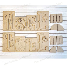 Load image into Gallery viewer, Noel & Fall Word Blocks SVG | Reversible Word Block SVG | SVG File | Laser Cut File | Glowforge | Mantle Decor svg | Holiday svg