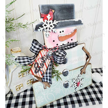 Load image into Gallery viewer, Frosty Block Standing Snowman Shelf Sitter SVG | Snowman laser cut file Let it Snow | Glowforge | Snowman | Cardinal | Winter SVG