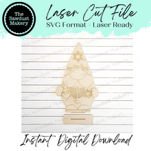 Load image into Gallery viewer, Hanukkah Gnome SVG File | Laser Cut File | Standing Hanukkah Gnome SVG File | Gnome | Gnome Shelf Sitter | Menorah Gnome SVG