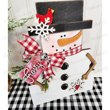 Load image into Gallery viewer, Frosty Block Standing Snowman Shelf Sitter SVG | Snowman laser cut file Let it Snow | Glowforge | Snowman | Cardinal | Winter SVG
