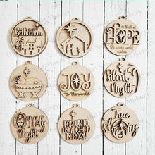 Load image into Gallery viewer, Religious Nativity Christmas Ornament Bundle SVG File | Laser Cut File | Christmas Ornament Kit | Nativity | Silent Night SVG