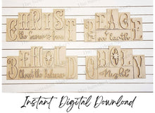 Load image into Gallery viewer, Add-on Mini Religious Nativity Word Block 5 & 6 Letter Sets | Mini Word Block laser Cut SVG File | Glowforge | Tiered Tray Laser decor SVG