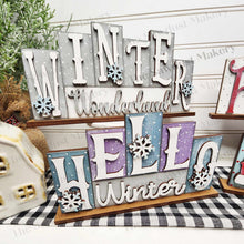 Load image into Gallery viewer, Add-on Mini Winter Word Block 5 & 6 Letter Sets | Mini Word Block laser Cut SVG File | Glowforge | Standing Reversible SVG File