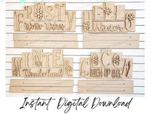 Load image into Gallery viewer, Add-on Mini Winter Word Block 5 & 6 Letter Sets | Mini Word Block laser Cut SVG File | Glowforge | Standing Reversible SVG File