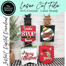Load image into Gallery viewer, Christmas Mini Hanger Signs | Santa Signs SVG | Reindeer SVG | Door Hanger | SVG File | Laser Cut File | Glowforge | Mini Post Sign svgs