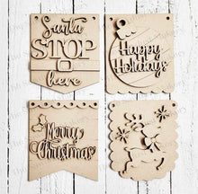Load image into Gallery viewer, Christmas Mini Hanger Signs | Santa Signs SVG | Reindeer SVG | Door Hanger | SVG File | Laser Cut File | Glowforge | Mini Post Sign svgs