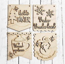 Load image into Gallery viewer, Winter Mini Hanger Signs | Winter Signs SVG | Snowman SVG | Door Hanger | SVG File | Laser Cut File | Glowforge | Mini Post Sign svgs