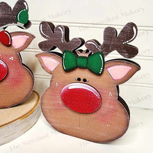 Load image into Gallery viewer, Reindeer Boy and Girl Shelf Sitter Laser Cut File | Christmas Shelf Sitter Laser Cut Design SVG | Christmas Laser File | Glowforge Laser SVG