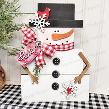 Load image into Gallery viewer, Frosty Block Standing Snowman Shelf Sitter SVG | Snowman laser cut file Let it Snow | Glowforge | Snowman | Cardinal | Winter SVG
