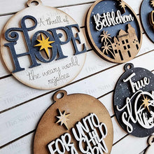 Load image into Gallery viewer, Religious Nativity Christmas Ornament Bundle SVG File | Laser Cut File | Christmas Ornament Kit | Nativity | Silent Night SVG