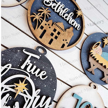Load image into Gallery viewer, Religious Nativity Christmas Ornament Bundle SVG File | Laser Cut File | Christmas Ornament Kit | Nativity | Silent Night SVG