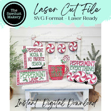 Load image into Gallery viewer, Peppermint Mocha Tiered Tray SVG File | Laser Cut File | Glowforge | Peppermint SVG | Hot Cocoa SVG | Peppermint Mocha svg