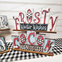 Load image into Gallery viewer, Add-on Mini Winter Word Block 5 & 6 Letter Sets | Mini Word Block laser Cut SVG File | Glowforge | Standing Reversible SVG File