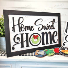 Load image into Gallery viewer, Interchangeable Home Sweet Home Sign Frame Bundle SVG | Laser Cut File | Glowforge | 3" Round Insert Frame | Seasonal Interchangeable