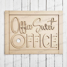 Load image into Gallery viewer, Interchangeable Office Sweet Office Sign Frame Bundle SVG | Laser Cut File | Glowforge | 3" Round Insert Frame | Seasonal Interchangeable