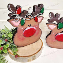 Load image into Gallery viewer, Reindeer Boy and Girl Shelf Sitter Laser Cut File | Christmas Shelf Sitter Laser Cut Design SVG | Christmas Laser File | Glowforge Laser SVG