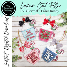 Load image into Gallery viewer, Hot Cocoa Peppermint Mocha Christmas Ornament SVG File | Laser Cut File | Christmas Ornament Kit | Hot Cocoa SVG | Gift Card Holder