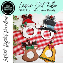 Load image into Gallery viewer, Christmas Holiday Photo Frame Ornaments SVG File | Laser Cut File | Ornament SVG | Snowman Ornament SVG | Santa Ornament svg | Glowforge