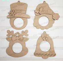 Load image into Gallery viewer, Christmas Holiday Photo Frame Ornaments SVG File | Laser Cut File | Ornament SVG | Snowman Ornament SVG | Santa Ornament svg | Glowforge