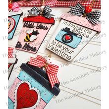 Load image into Gallery viewer, Valentine Latte Cup Ornament Gift Card Holder Laser Cut SVG File | Valentine Card Holders | Laser SVG File | Glowforge | Gift Tag SVG