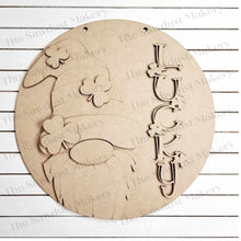 Load image into Gallery viewer, Lucky Leprechaun Gnome Door hanger SVG Laser File | St. Patrick's Day Laser Cut Files | Laser cut SVG | Glowforge | Gnome SVG