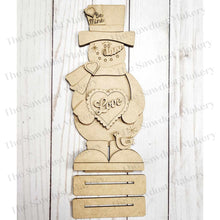 Load image into Gallery viewer, Valentine Snowman SVG File | Hearts | Laser Cut File | Valentine's Day SVG File | SVG | Snowman Shelf Sitter | Be Mine| Snowman svg