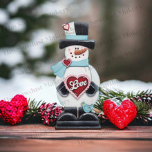 Load image into Gallery viewer, Valentine Snowman SVG File | Hearts | Laser Cut File | Valentine's Day SVG File | SVG | Snowman Shelf Sitter | Be Mine| Snowman svg