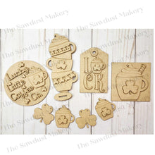 Load image into Gallery viewer, St. Patrick's Irish Latte Tiered Tray SVG File | Laser Cut File | Glowforge | Irish SVG File | Coffee | St. Patrick's | Shamrocks | Luck