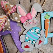Load image into Gallery viewer, HOP Bunny Door Hanger Sign SVG | Laser Cut File | Glowforge | Easter SVG | Bunny laser cut file | Bunny svg | Easter Decor