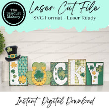 Load image into Gallery viewer, Lucky Word Block SVG | Word Block SVG | SVG File | Laser Cut File | Glowforge | Mantle Decor svg | St. Patrick's svg