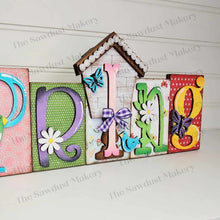 Load image into Gallery viewer, Spring Word Block SVG | Word Block SVG | SVG File | Laser Cut File | Glowforge | Mantle Decor svg | Spring svg