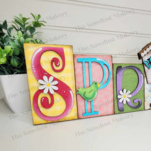 Load image into Gallery viewer, Spring Word Block SVG | Word Block SVG | SVG File | Laser Cut File | Glowforge | Mantle Decor svg | Spring svg