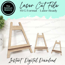 Load image into Gallery viewer, Small Sign Easel Holder SVG | Easel SVG | Laser Cut File | Small Wreath Holder SVG | Home Decor svg | Sign Display svg