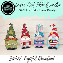 Load image into Gallery viewer, Gnome Mini Shelf Sitter Bundle #1 SVG File | Laser SVG Cut File | Glowforge | Gnome SVG Laser Cut File | Gnome Shelf Sitter svg