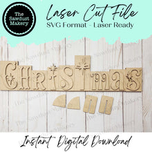 Load image into Gallery viewer, Christmas Word Block Shelf Sitter SVG | Christmas Word Block SVG | SVG File | Laser Cut File | Glowforge | Mantle Decor svg | Christmas svg