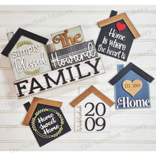 Load image into Gallery viewer, Family House Standing Block SVG File | Laser Cut File | Home svg | Family Centerpiece | Family Mantle Decor SVG | Home Laser Cut File