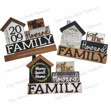 Load image into Gallery viewer, Family House Standing Block SVG File | Laser Cut File | Home svg | Family Centerpiece | Family Mantle Decor SVG | Home Laser Cut File