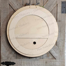 Load image into Gallery viewer, 15" Round Welcome to Our/My Home Door Hanger Sign SVG | Laser Cut File | Glowforge | 3" Round Insert Frame | Seasonal Interchangeable