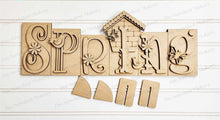 Load image into Gallery viewer, Spring Word Block SVG | Word Block SVG | SVG File | Laser Cut File | Glowforge | Mantle Decor svg | Spring svg