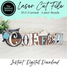 Load image into Gallery viewer, Coffee Word Block SVG | Word Block SVG | SVG File | Laser Cut File | Glowforge | Mantle Decor svg | Coffee Bar Sign svg | Coffee Bar Word