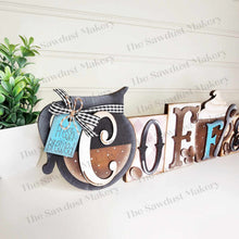 Load image into Gallery viewer, Coffee Word Block SVG | Word Block SVG | SVG File | Laser Cut File | Glowforge | Mantle Decor svg | Coffee Bar Sign svg | Coffee Bar Word
