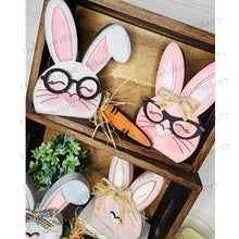 Load image into Gallery viewer, Chunky Bunny Couple Shelf Sitters SVG File | Laser Cut File | Easter | Glowforge| Nerdy Glasses | Shelf Sitters | Nerdy Bunny SVG | Easter SVG